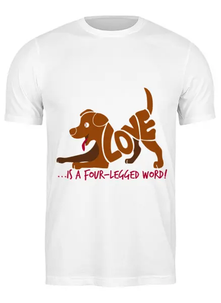Заказать мужскую футболку в Москве. Футболка классическая Собака (Любовь) от nadegda - готовые дизайны и нанесение принтов.