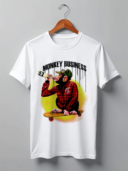 Заказать мужскую футболку в Москве. Футболка классическая Monkey (Обезьяна) от Мария Борисенкова - готовые дизайны и нанесение принтов.