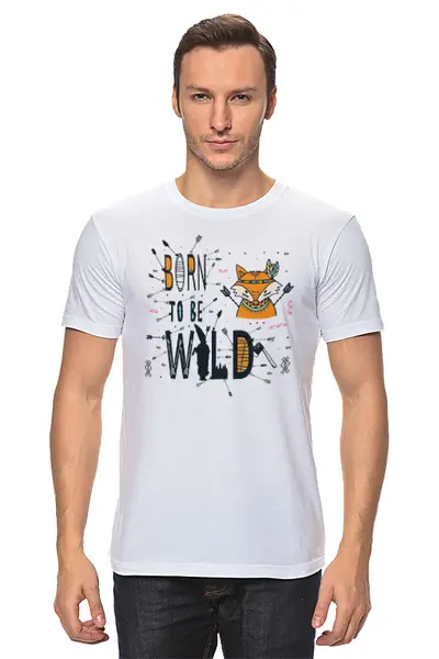 Заказать мужскую футболку в Москве. Футболка классическая Fox Here от oneredfoxstore@gmail.com - готовые дизайны и нанесение принтов.