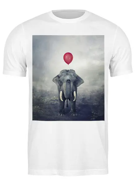 Заказать мужскую футболку в Москве. Футболка классическая Красный шар и слон от Дана Столыпина - готовые дизайны и нанесение принтов.