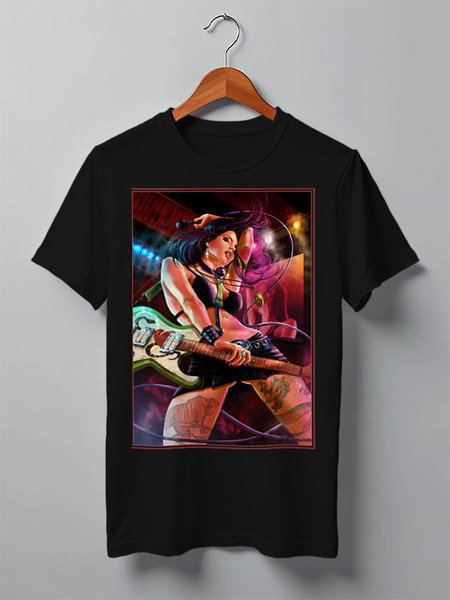 Заказать мужскую футболку в Москве. Футболка классическая Rock Girl от Leichenwagen - готовые дизайны и нанесение принтов.