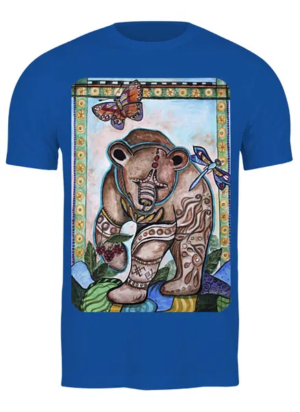 Заказать мужскую футболку в Москве. Футболка классическая Уральский мишка от Yana-Art - готовые дизайны и нанесение принтов.