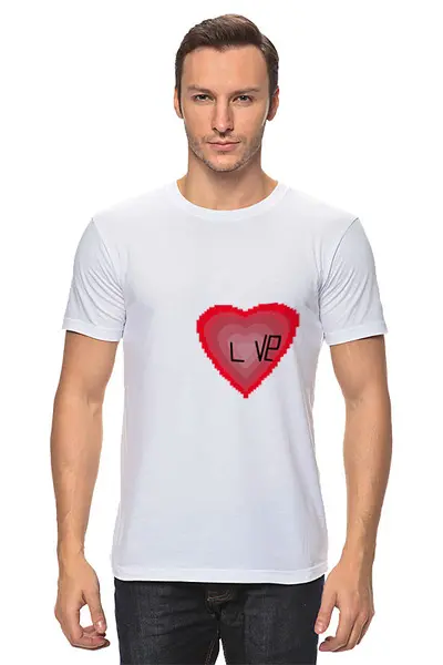 Заказать мужскую футболку в Москве. Футболка классическая сердечечко от AnyM - готовые дизайны и нанесение принтов.