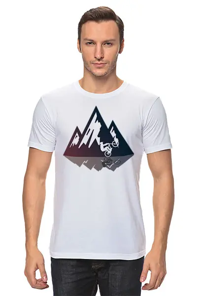 Заказать мужскую футболку в Москве. Футболка классическая Mountain Bike от oneredfoxstore@gmail.com - готовые дизайны и нанесение принтов.