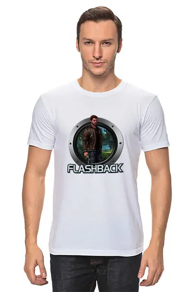 Заказать мужскую футболку в Москве. Футболка классическая Flashback от THE_NISE  - готовые дизайны и нанесение принтов.