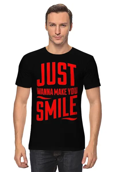 Заказать мужскую футболку в Москве. Футболка классическая Просто улыбайся  от hideo_kojima - готовые дизайны и нанесение принтов.