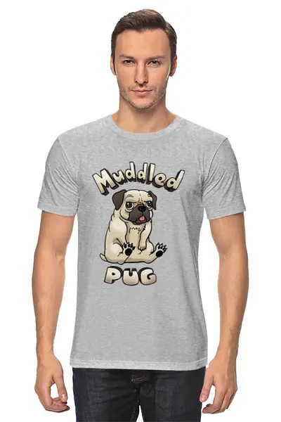 Заказать мужскую футболку в Москве. Футболка классическая Mudded  pug от ПРИНТЫ ПЕЧАТЬ  - готовые дизайны и нанесение принтов.