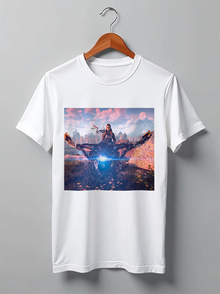 Заказать мужскую футболку в Москве. Футболка классическая Horizon Zero Dawn от GeekFox  - готовые дизайны и нанесение принтов.