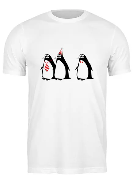 Заказать мужскую футболку в Москве. Футболка классическая Пингвины от Cloud345 - готовые дизайны и нанесение принтов.