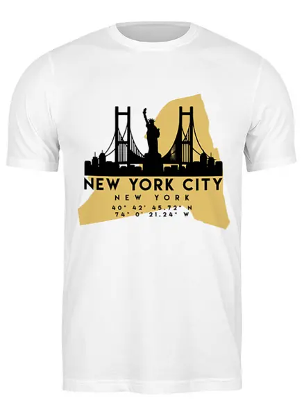 Заказать мужскую футболку в Москве. Футболка классическая США (Нью-Йорк) от skynatural - готовые дизайны и нанесение принтов.