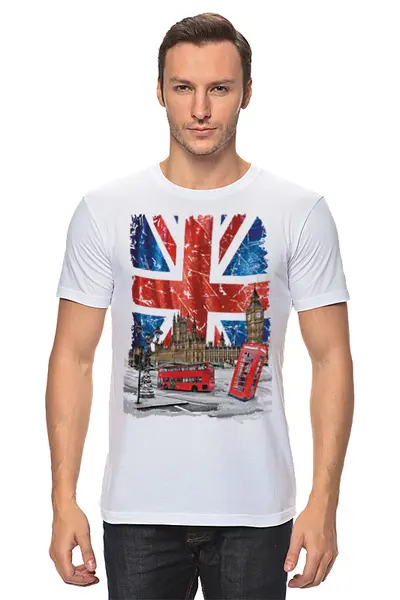 Заказать мужскую футболку в Москве. Футболка классическая Англия от сергей дудников - готовые дизайны и нанесение принтов.