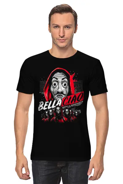 Заказать мужскую футболку в Москве. Футболка классическая Bella Ciao от T-shirt print  - готовые дизайны и нанесение принтов.