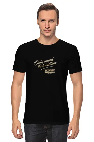 Заказать мужскую футболку в Москве. Футболка классическая WDNH Records black t-shirt от Alcochat - готовые дизайны и нанесение принтов.
