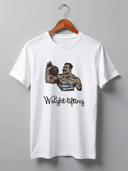 Заказать мужскую футболку в Москве. Футболка классическая Weight-lifting от kardakov94@mail.ru - готовые дизайны и нанесение принтов.