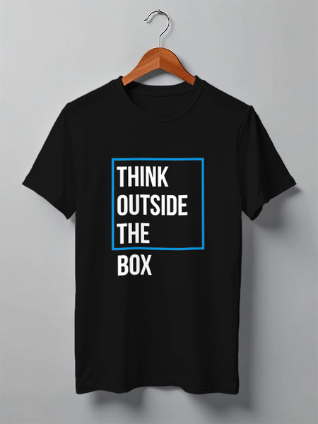 Заказать мужскую футболку в Москве. Футболка классическая Think outside the box от Startech.vc  - готовые дизайны и нанесение принтов.