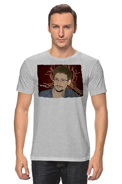 Заказать мужскую футболку в Москве. Футболка классическая Edward Snowden от Leichenwagen - готовые дизайны и нанесение принтов.