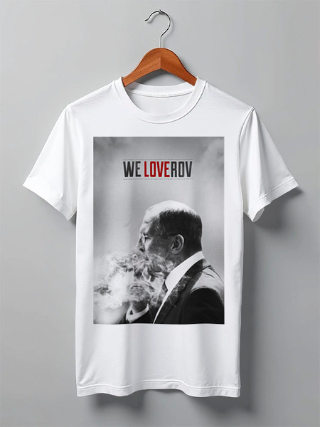 Заказать мужскую футболку в Москве. Футболка классическая We LOVErov by Design Ministry от Design Ministry - готовые дизайны и нанесение принтов.