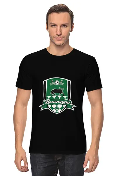 Заказать мужскую футболку в Москве. Футболка классическая фк Краснодар  от 19nikolay96 - готовые дизайны и нанесение принтов.