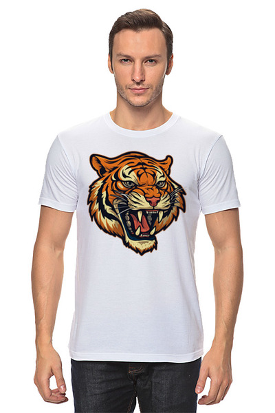 Заказать мужскую футболку в Москве. Футболка классическая Тигр  от T-shirt print  - готовые дизайны и нанесение принтов.