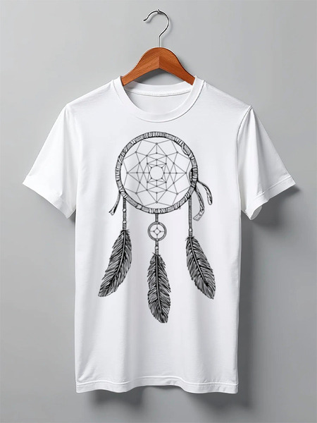 Заказать мужскую футболку в Москве. Футболка классическая Ловец снов от goljakovai@mail.ru - готовые дизайны и нанесение принтов.