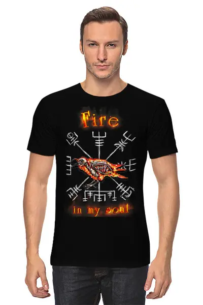 Заказать мужскую футболку в Москве. Футболка классическая Fire in my soul от lyakmynd - готовые дизайны и нанесение принтов.