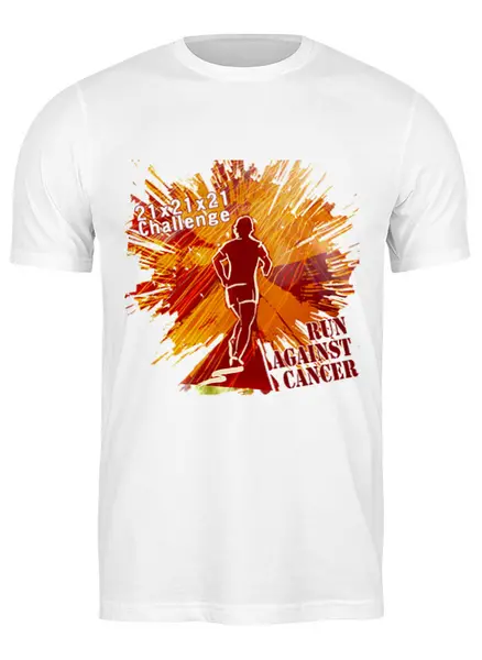 Заказать мужскую футболку в Москве. Футболка классическая Run against cancer от mspnru - готовые дизайны и нанесение принтов.