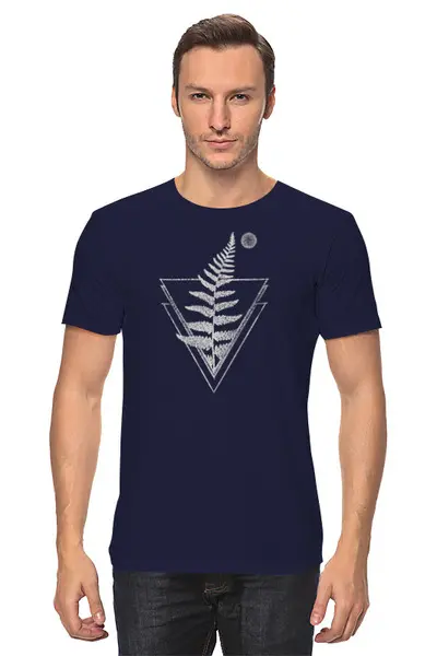 Заказать мужскую футболку в Москве. Футболка классическая Fern and Moon Triangle Tattoo от oneredfoxstore@gmail.com - готовые дизайны и нанесение принтов.