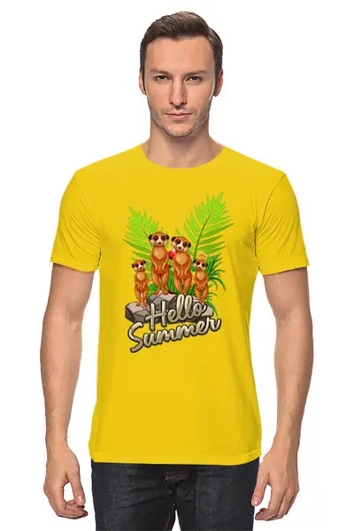 Заказать мужскую футболку в Москве. Футболка классическая Сурикаты от T-shirt print  - готовые дизайны и нанесение принтов.