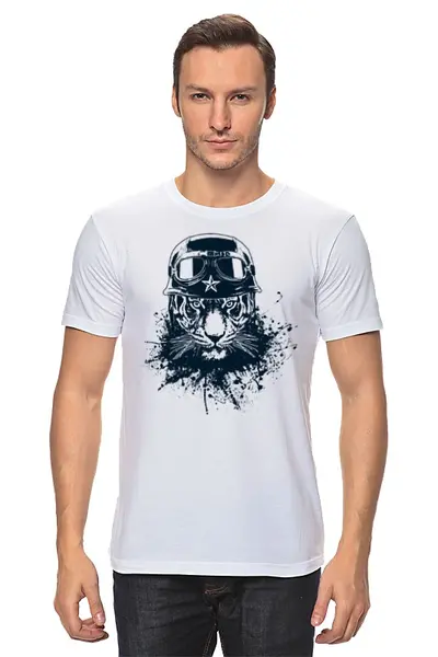 Заказать мужскую футболку в Москве. Футболка классическая Тигр боец от printik - готовые дизайны и нанесение принтов.
