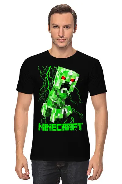 Заказать мужскую футболку в Москве. Футболка классическая MINECRAFT CREEPER от weeert - готовые дизайны и нанесение принтов.
