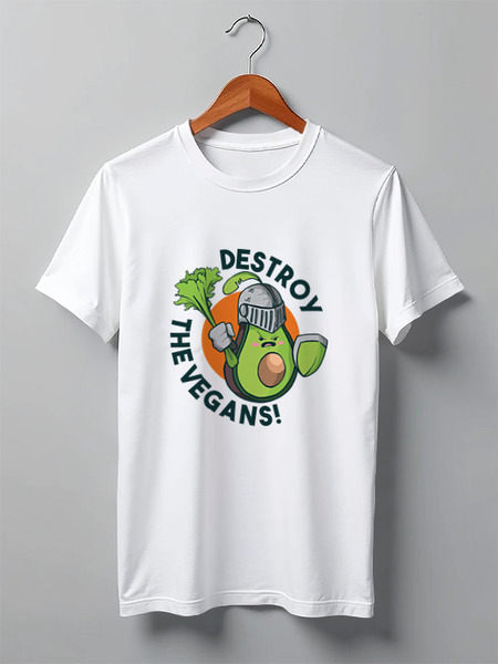 Заказать мужскую футболку в Москве. Футболка классическая Destroy The Vegans от Павел Павел - готовые дизайны и нанесение принтов.