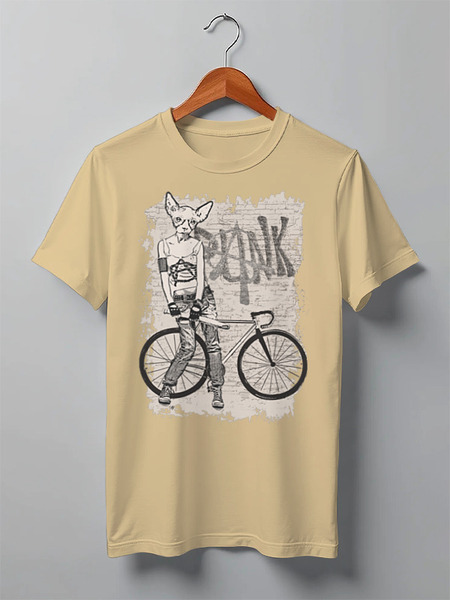 Заказать мужскую футболку в Москве. Футболка классическая Bike Punk Cat от oneredfoxstore@gmail.com - готовые дизайны и нанесение принтов.