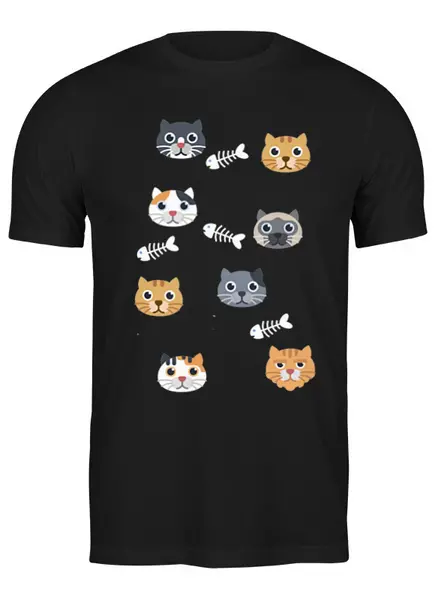 Заказать мужскую футболку в Москве. Футболка классическая Cats Here от oneredfoxstore@gmail.com - готовые дизайны и нанесение принтов.