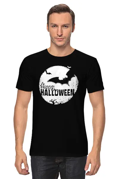 Заказать мужскую футболку в Москве. Футболка классическая Happy Halloween от corvintanja@yandex.ru - готовые дизайны и нанесение принтов.