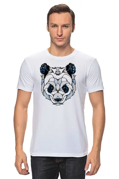 Заказать мужскую футболку в Москве. Футболка классическая Панда от oldman - готовые дизайны и нанесение принтов.