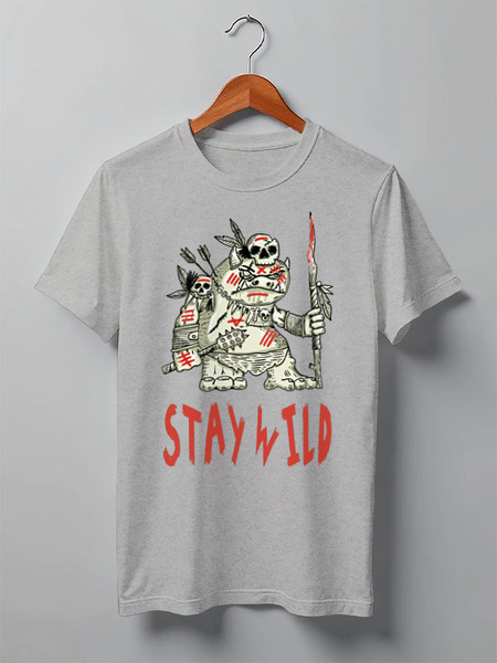 Заказать мужскую футболку в Москве. Футболка классическая Stay Wild от oneredfoxstore@gmail.com - готовые дизайны и нанесение принтов.