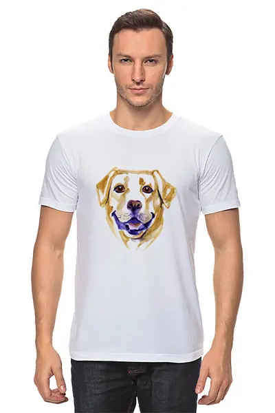 Заказать мужскую футболку в Москве. Футболка классическая Собака от THE_NISE  - готовые дизайны и нанесение принтов.