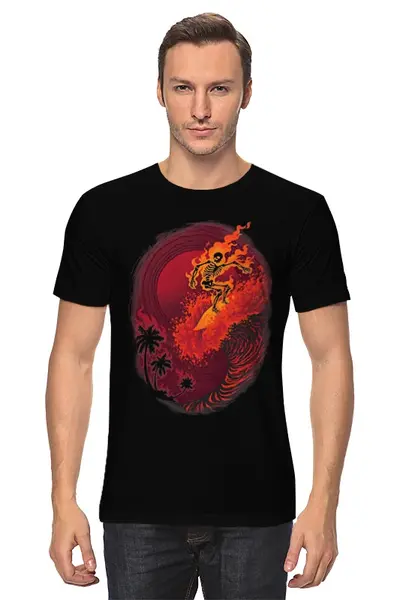 Заказать мужскую футболку в Москве. Футболка классическая Огненная волна от printik - готовые дизайны и нанесение принтов.