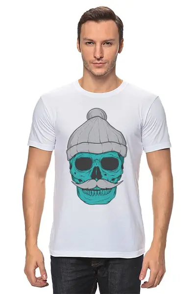Заказать мужскую футболку в Москве. Футболка классическая Hipster skull от zen4@bk.ru - готовые дизайны и нанесение принтов.