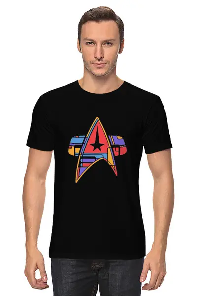 Заказать мужскую футболку в Москве. Футболка классическая Star trek от geekbox - готовые дизайны и нанесение принтов.