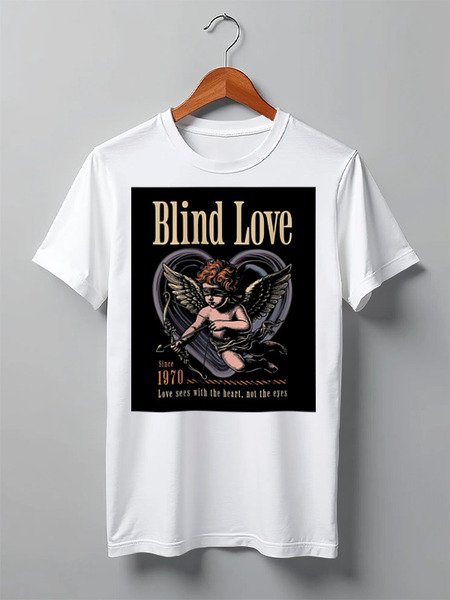 Заказать мужскую футболку в Москве. Футболка классическая Blind Love от Александр Серебренников - готовые дизайны и нанесение принтов.