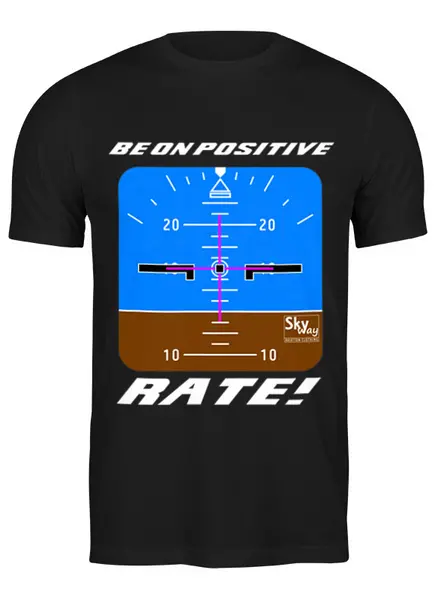 Заказать мужскую футболку в Москве. Футболка классическая Be on positive RATE от SkyWay Aviation Clothing RUS  - готовые дизайны и нанесение принтов.