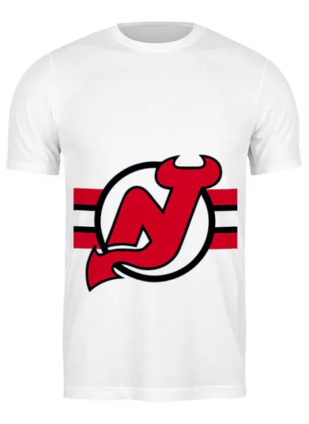Заказать мужскую футболку в Москве. Футболка классическая New Jersey Devils от kspsshop - готовые дизайны и нанесение принтов.