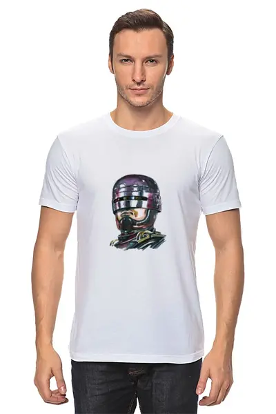 Заказать мужскую футболку в Москве. Футболка классическая Робокоп от YellowCloverShop - готовые дизайны и нанесение принтов.