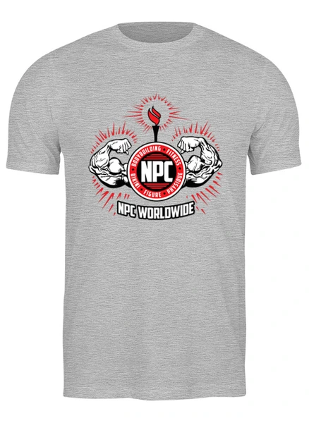 Заказать мужскую футболку в Москве. Футболка классическая NPC red grey t-shot wear от KinoArt - готовые дизайны и нанесение принтов.
