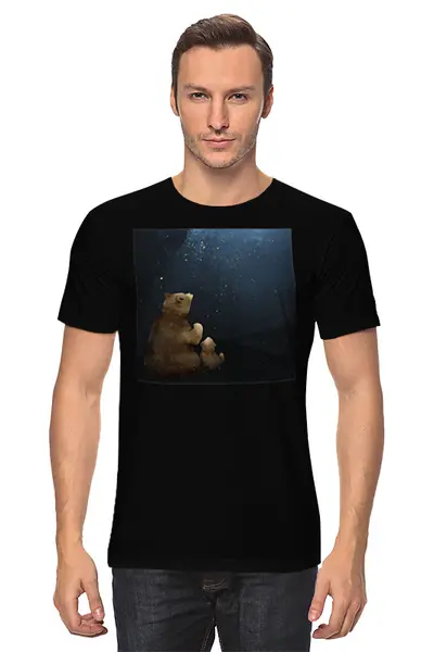 Заказать мужскую футболку в Москве. Футболка классическая Bear Here от oneredfoxstore@gmail.com - готовые дизайны и нанесение принтов.