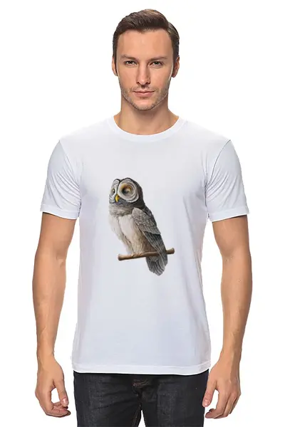 Заказать мужскую футболку в Москве. Футболка классическая Совушка от owl - готовые дизайны и нанесение принтов.