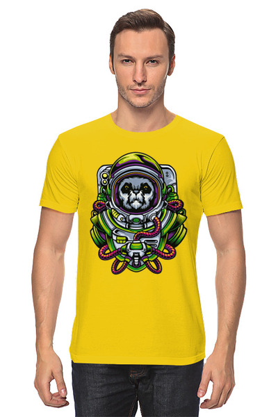 Заказать мужскую футболку в Москве. Футболка классическая Панда астронавт от Print design  - готовые дизайны и нанесение принтов.