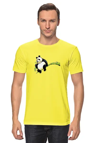 Заказать мужскую футболку в Москве. Футболка классическая Панда на ветке от ПРИНТЫ ПЕЧАТЬ  - готовые дизайны и нанесение принтов.