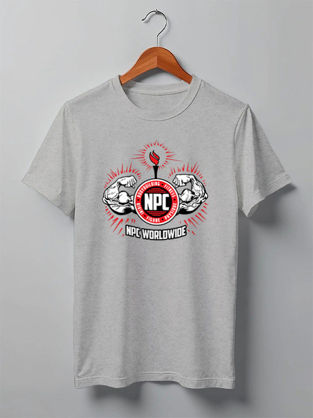 Заказать мужскую футболку в Москве. Футболка классическая NPC red grey t-shot wear от KinoArt - готовые дизайны и нанесение принтов.